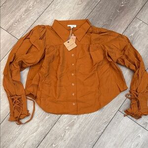 Women's Rust Button-Up Top